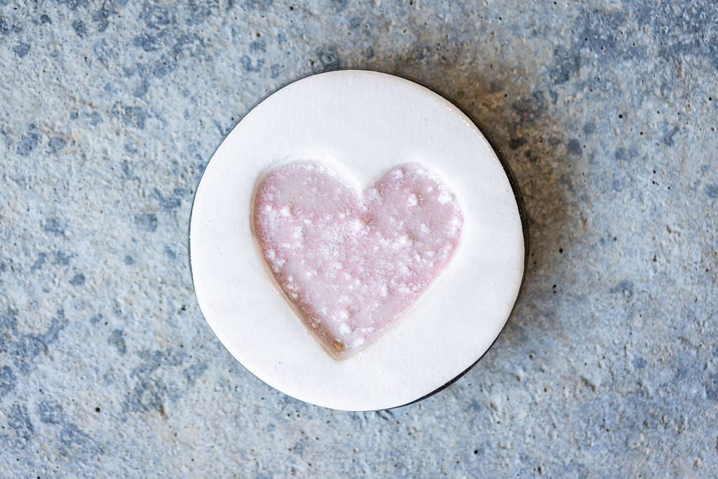 Circular Memorial Tile - Minimalist Ceramic Tribute with Ash-Infused Heart