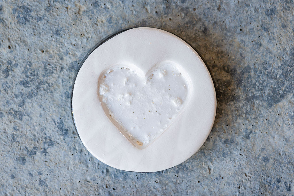 Circular Memorial Tile - Minimalist Ceramic Tribute with Ash-Infused Heart