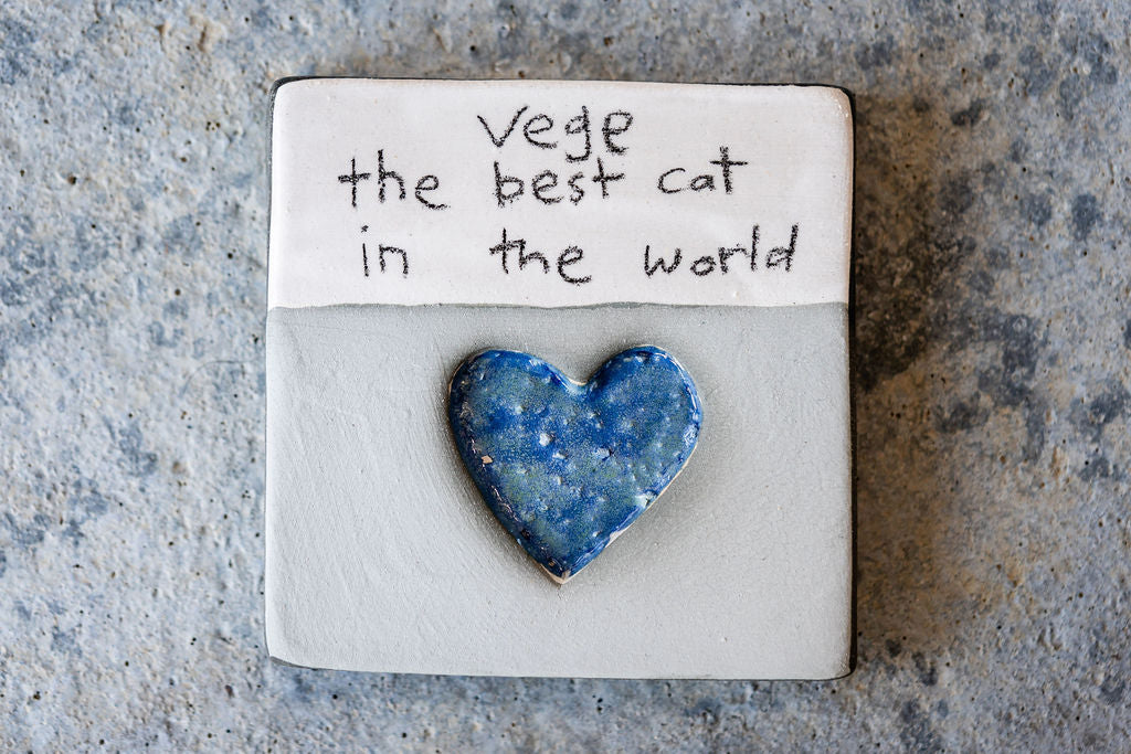 Square Pet Memorial Tile - Custom Ceramic Tribute with Optional Text