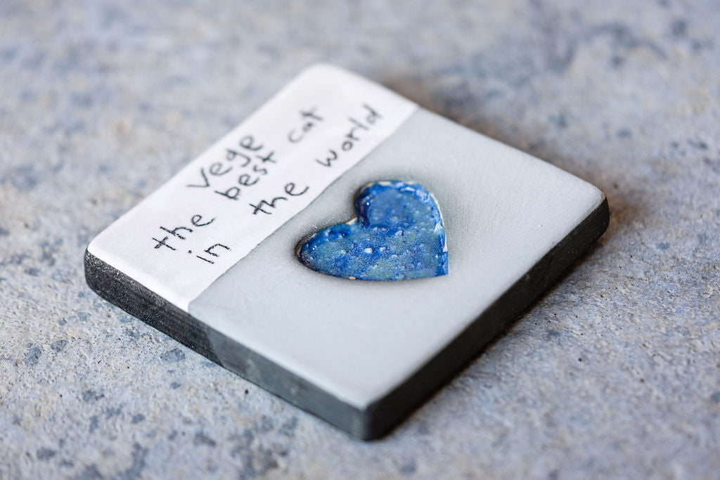 Square Pet Memorial Tile - Custom Ceramic Tribute with Optional Text