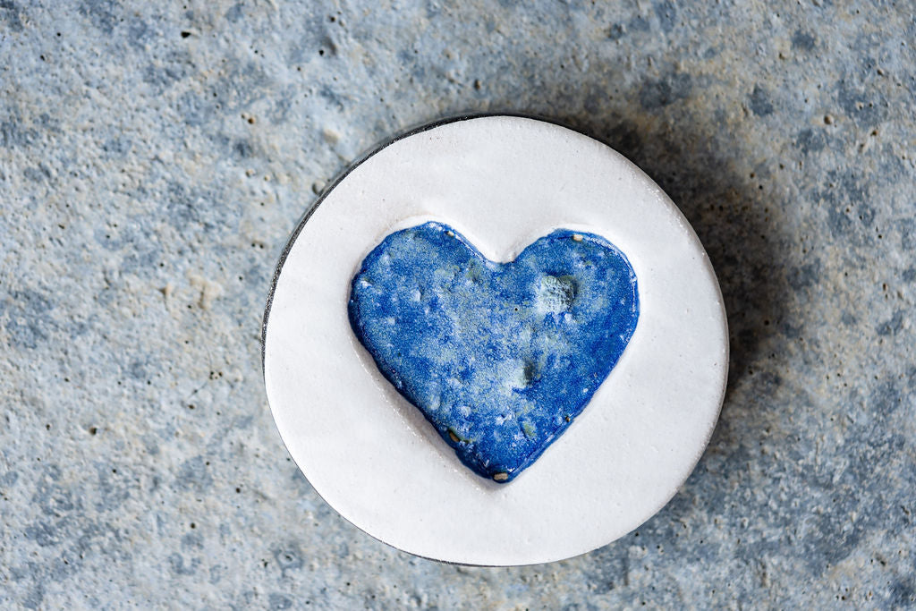 Circular Memorial Tile - Minimalist Ceramic Tribute with Ash-Infused Heart
