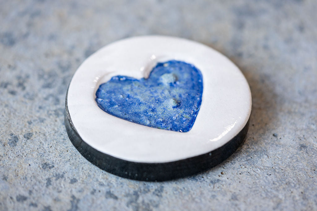 Circular Memorial Tile - Minimalist Ceramic Tribute with Ash-Infused Heart