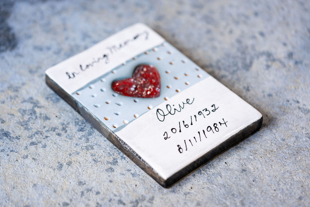 Personalised Rectangle Memorial Tile - Custom Ceramic Tribute with Your Words