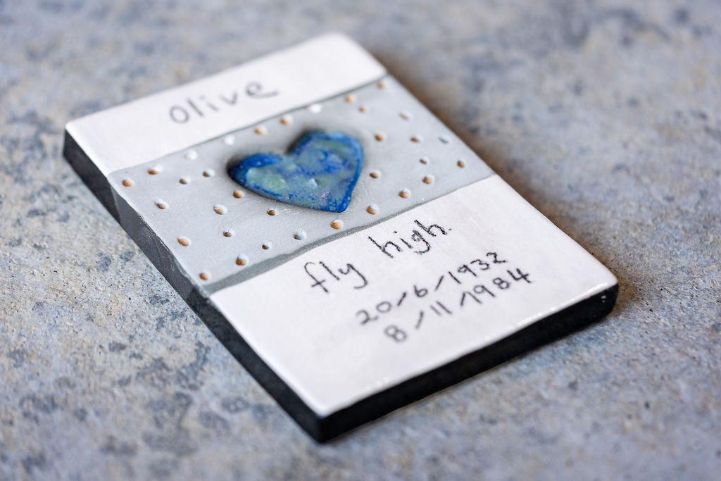 Personalised Rectangle Memorial Tile - Custom Ceramic Tribute with Your Words