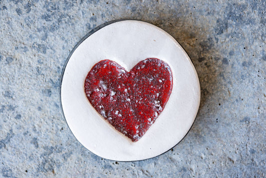 Circular Memorial Tile - Minimalist Ceramic Tribute with Ash-Infused Heart