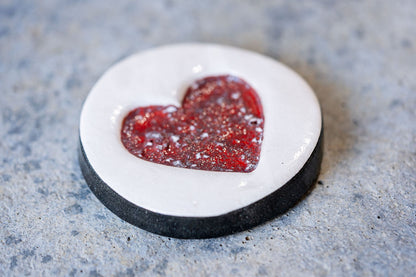Circular Memorial Tile - Minimalist Ceramic Tribute with Ash-Infused Heart