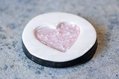 Circular Memorial Tile - Minimalist Ceramic Tribute with Ash-Infused Heart