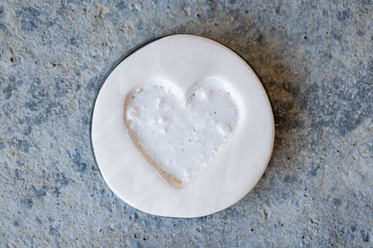 Circular Memorial Tile - Minimalist Ceramic Tribute with Ash-Infused Heart