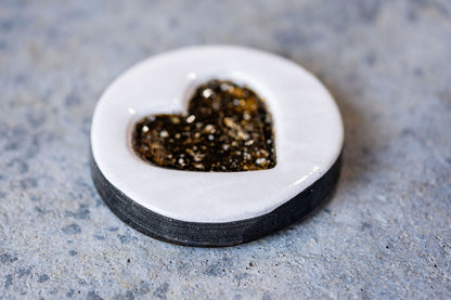 Circular Memorial Tile - Minimalist Ceramic Tribute with Ash-Infused Heart