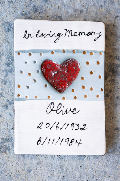 Personalised Rectangle Memorial Tile - Custom Ceramic Tribute with Your Words