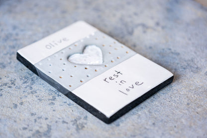 Personalised Rectangle Memorial Tile - Custom Ceramic Tribute with Your Words