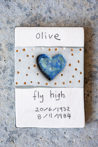 Personalised Rectangle Memorial Tile - Custom Ceramic Tribute with Your Words