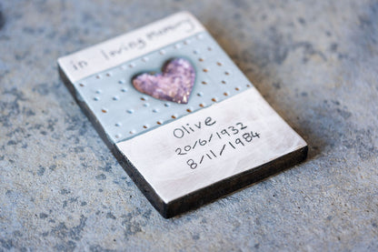Personalised Rectangle Memorial Tile - Custom Ceramic Tribute with Your Words
